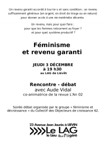 Féminisme et revenu garanti